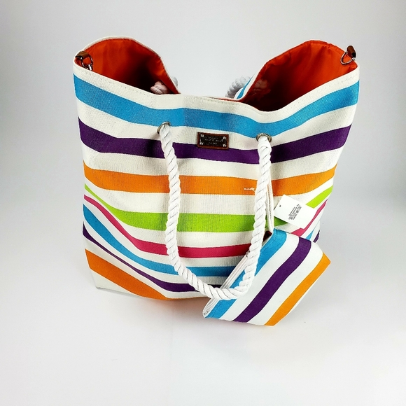Sun 'N' Sand Handbags - *NWT* [Sun 'N' Sand] Rainbow Stripe Summer Tote
